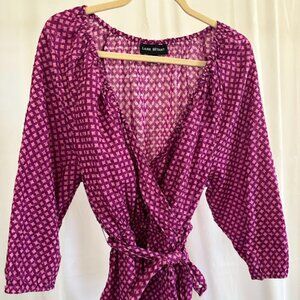Lane Bryant Women's Plus Size 18/20 Wrap Purple/pink mini floral top